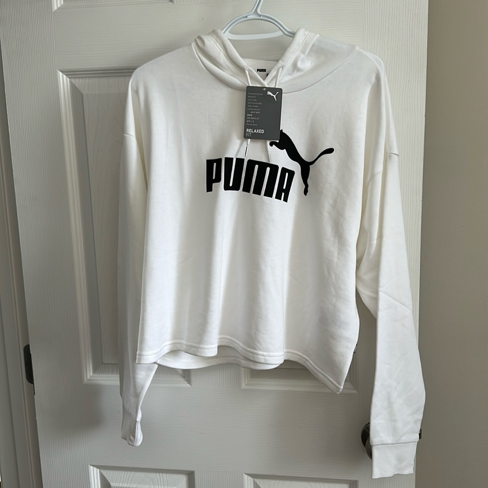 Puma size, large relaxed, fit hoodie, white NWT